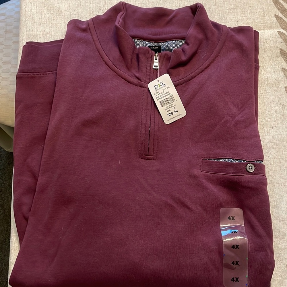 Mens long sleeve 1/4 zip casual shirt from DXL Big and Tall. Never worn.